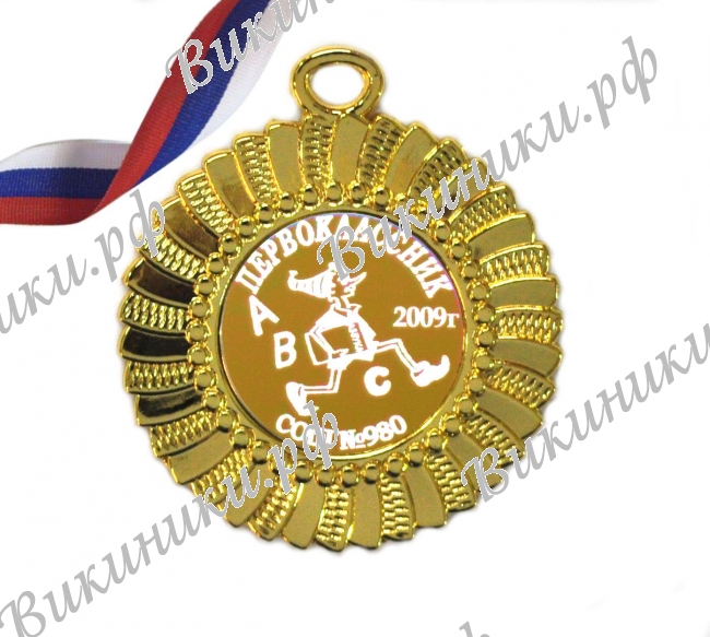 Медали НА ЗАКАЗ Первоклассникам - ПРЕМИУМ - Медаль Первокласснику именная, на заказ (3-36)