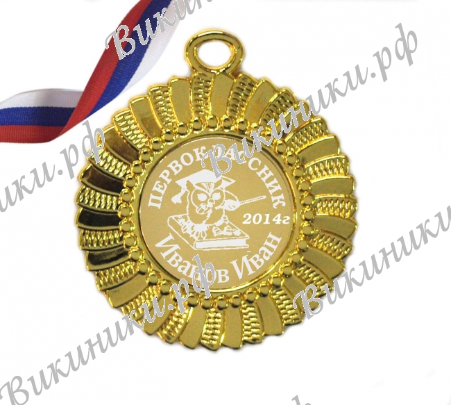 Медали НА ЗАКАЗ Первоклассникам - ПРЕМИУМ - Медаль Первокласснику на заказ (3-38)