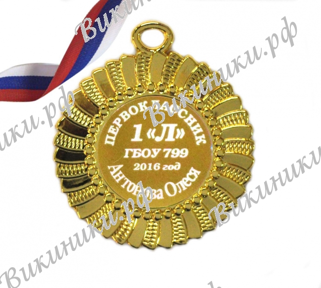 Медали НА ЗАКАЗ Первоклассникам - ПРЕМИУМ - Медаль Первокласснику именная, на заказ (3-3573)
