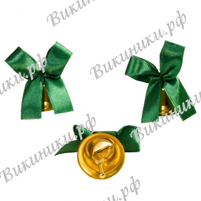 Колокольчики на выпускной - Колокольчик для выпускника с зеленой атласной ленточкой