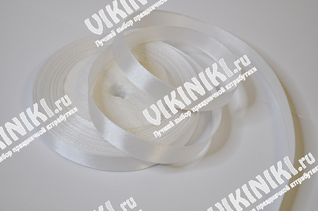 ОПТОВИКАМ - Лента атласная 1,2 см * 23 метра, белая / 10 штук / упаковочная для рукоделия, для декора и творчества, шитья, упаковки и оформления подарков