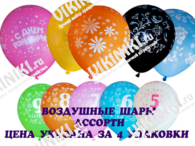 ОПТОВИКАМ - Воздушные шары оптом - цветные 12